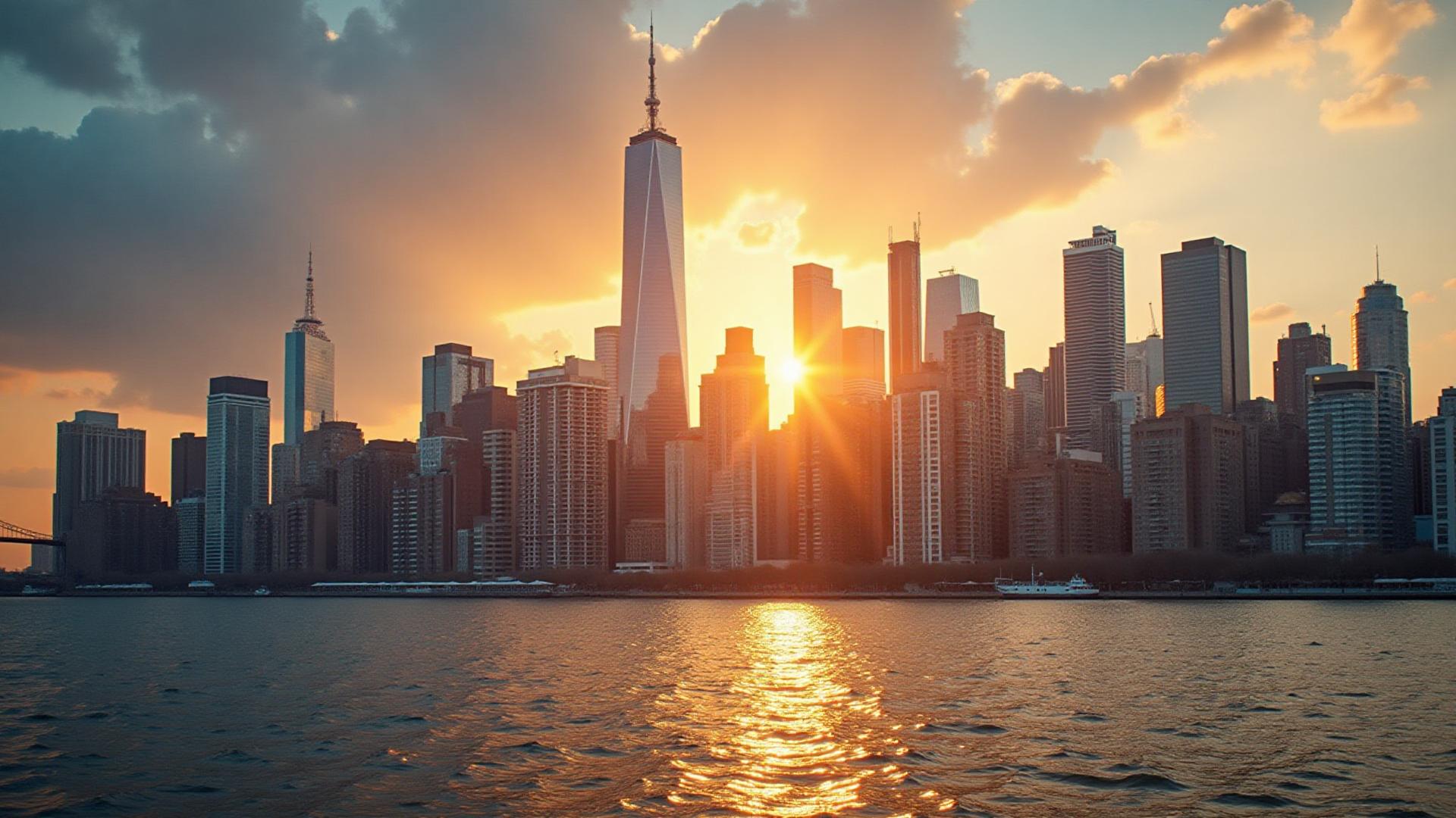 Long Island City waterfront skyline with modern high-rises and views of Manhattan across the East River